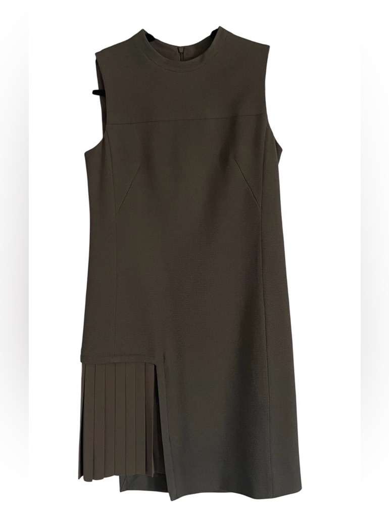 Nwt Akris Punto Asymmetrical Sleeveless Wool Shift Dress Grey 14